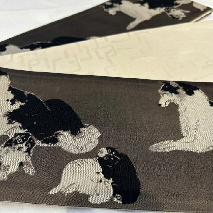 楽天市場】【新品未使用】おりびと正絹半幅帯 犬 子犬 可愛い お洒落 