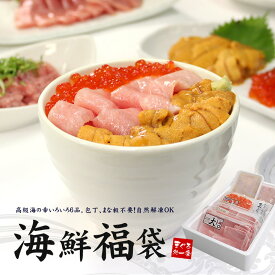 母の日 まだ間に合う 絶品6品入り海鮮福袋 本マグロ大トロ、目鉢まぐろ中トロ、ウニ、イクラ、ネギトロ、づけ 送料無料（母の日 父の日 お中元 ギフト 食べ物 詰め合わせ プレゼント 海鮮丼 手巻き寿司 刺身 高級 魚 60代 70代)《not-st1》〈st1〉[[海鮮福袋]