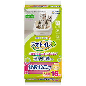 ユニ・チャーム デオトイレ複数ねこ用ふんわり香る消臭・抗菌シートナチュラルソープの香り 16枚