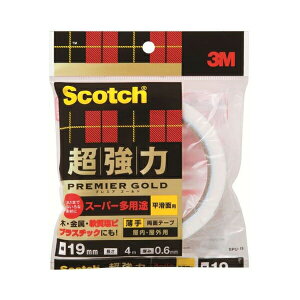 3M（スリーエム）:スコッチ 超強力両面テープ プレミアゴールド （スーパー多用途） 薄手 19mm×4m SPU-19 3M テープ 両面 金属 木 プラスチック