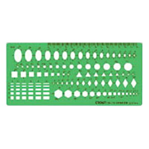 クラウン テンプレート 多形定規 サイズ:縦106×横230×厚1mm CR-TN532-G 事務用品 文房具 筆記 ファイル 机上整理 梱包 製図 設計 サイズ縦106×横230×厚1mm CR-TN532-G 03254