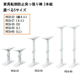 平安伸銅 突ぱり耐震ポール 2本入 高さ 22～100cm 伸縮 強力 耐圧200kg 地震対策用 転倒防止 おしゃれ 家具固定 ホワイト ミニ 突っ張り棒 天井 つっかえ棒 家具 支える 揺れ 対策 倒れる 防止 耐震 防災 賃貸 穴あけ不要 地震対策