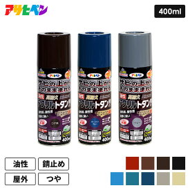 アサヒペン サビの上からそのまま塗れる 油性高耐久アクリルトタン用スプレー 400ml つやあり 高耐久 防錆 錆止め スプレー サビ落とし不要 塗料 防サビ 対候性 ペンキ トタン 屋根 鉄 塗り替え 塗装 リフォーム ツヤ DIY リメイク トタン屋根 サビ対策