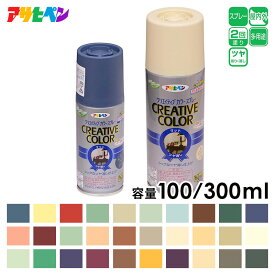 アサヒペン クリエイティブカラースプレー 30色 100ml/300ml 速乾 スプレー塗料 ペンキ 2回塗り スプレー 屋内外用 つや消し ツヤなし マット 垂れにくい ガス抜きキャップ付き オートバイ カスタム パーツ ヘルメット 塗り 日本製