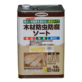 アサヒペン 木材防虫防腐ソート 14L 透明 （クリヤ） 4970925530868 塗料 ペンキ 油性 木材防虫防腐ソート 4970925530868
