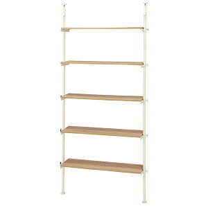 【メーカー直送】萩原 突っ張りラック ホワイト KTR-3156WH ハンガーラック 突っ張り 収納 木目調 スッキリ コンパクト KTR-3156WH おしゃれ 間仕切り つっぱり ワードローブ 衣類収納 洋服掛け ハ