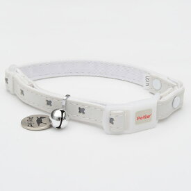 ペティオ CAT COLLAR クロスレザーカラー ホワイト W55146 猫用 首輪 カラー キャットカラー 迷子札 反射 W55146