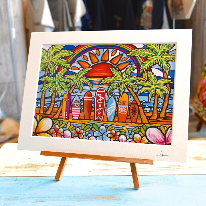 楽天市場 絵画 アート 絵 ハワイ インテリア マットフレーム ハワイアン カリフォルニア おしゃれ かわいい 海外 アロハ サーフ サーファー サーフィン 海 夏 ビーチ プルメリア Hawaii Aloha California Surf Ichi No Yume