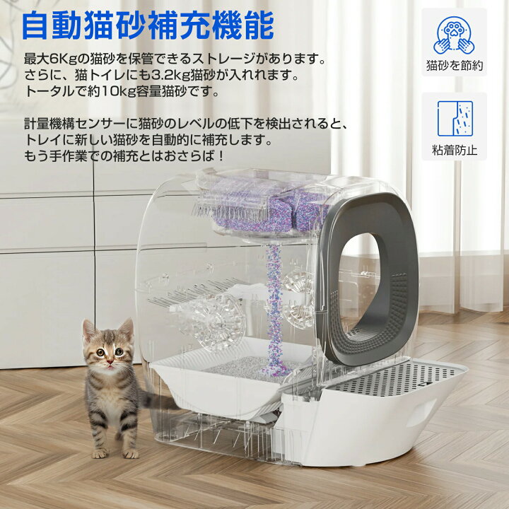 楽天市場】Real Scooper 全自動 猫トイレ 80L大容量 自動掃除 スコップ 