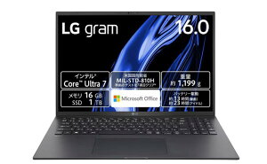 �u�V�i�E���[�vLG gram 16Z90S-MA78J2�@16�^(�C���`) �X�g���[�W�e�ʁFM.2 SSD�F1TB �������e�ʁF16GB [�I�u�V�f�B�A���u���b�N]