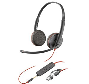 HP 8X229AA Poly Blackwire 3225 USB-C+USB-A �ϊ��A�_�v�^�t ���� �L�����f�� �m�C�Y�L�����Z�����O �@�o���N�i