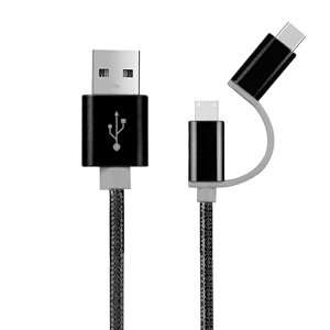 YouZipper 2in1 USB Type C �P�[�u�� 25cm~1m microusb / �^�C�vCJESTTAX APX-CM �u���b�N / �z���C�g�X�}�[�g�t�H�� �[�d �f�[�^�ʐM QC3.0�Ή�