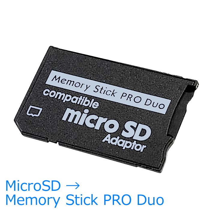 microSDをMSProDuoに変換するアダプター microSD → メモリースティック Pro Duo 変換アダプタSD   SDHC   SDXC 対応バルク品