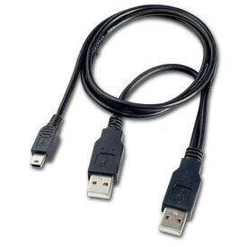 外付けドライブ用補助電力供給付き miniUSBケーブル mini-B 5ピン-USB(A)通電/通信 - 　mini(B)-USB(A)-補助電力USB（A) ICONSHOP IC-U2MB5 外付けDVD/BL/HDD 対応
