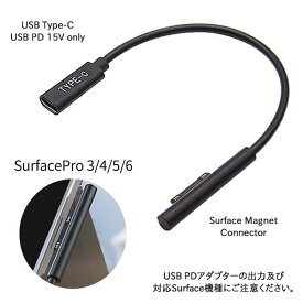 サーフェス USB PD-DC変換ケーブル USB Type-C PD SurfaceコネクターUSBパワーデリバリー専用変換アダプターPower Delivery 15V対応ACアダプター用ICON SHOP IC-C2SF15CB ポスト投函便対応