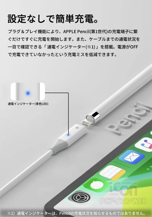 楽天市場】APPLE Pencil(第1世代)用充電ケーブル 1.0m 全2種(USB-C/USB 