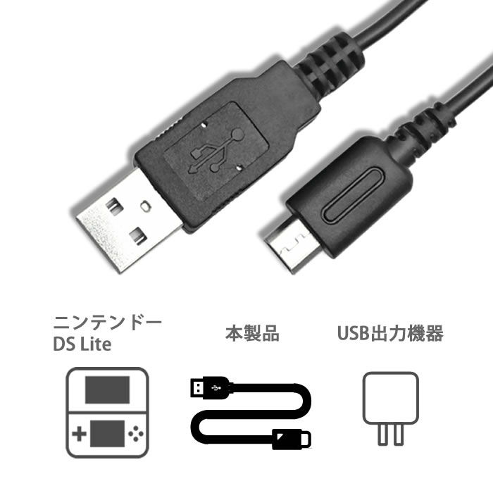 ニンテンドー　DS　Lite　専用　USB充電ケーブル　1.0m<br><br>ICONSHOP　IC-DSL01<br>土日も毎日発送中