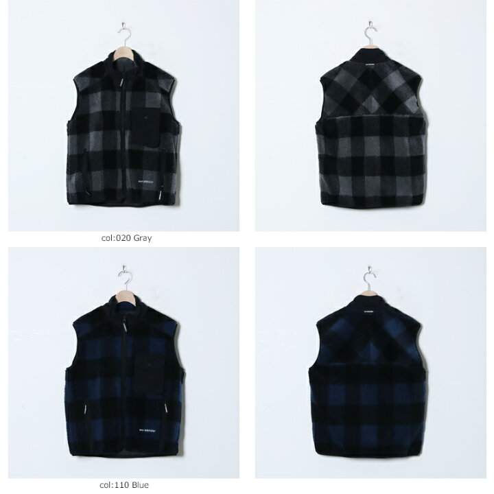 楽天市場】and wander アンドワンダー check boa vest チェック 