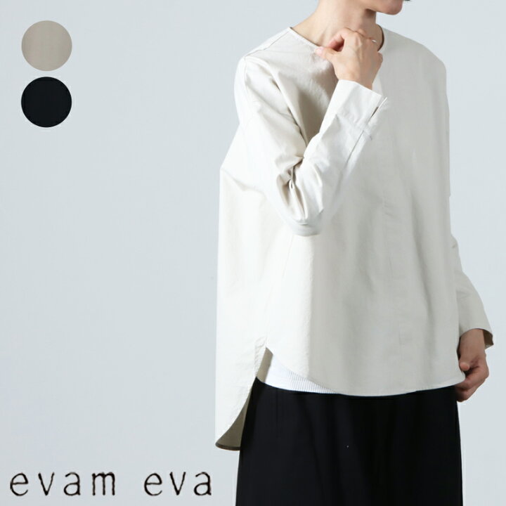 楽天市場】evameva エヴァムエヴァ cotton no collar shirt コットン 