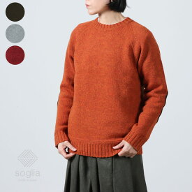 【30% OFF】 Soglia ソリア LANDNOAH Sweater エルボーパッチ クルーネック ウール ニット セーター [2023 FW]