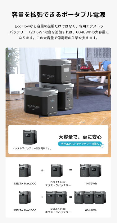 楽天市場】EcoFlow DELTA Max 2000 2016Wh/560,000mAhポータブル電源  