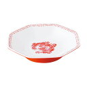 瑞祥 八角皿（竜模様） 白/赤 CA-30　中華料理 チャーハン
