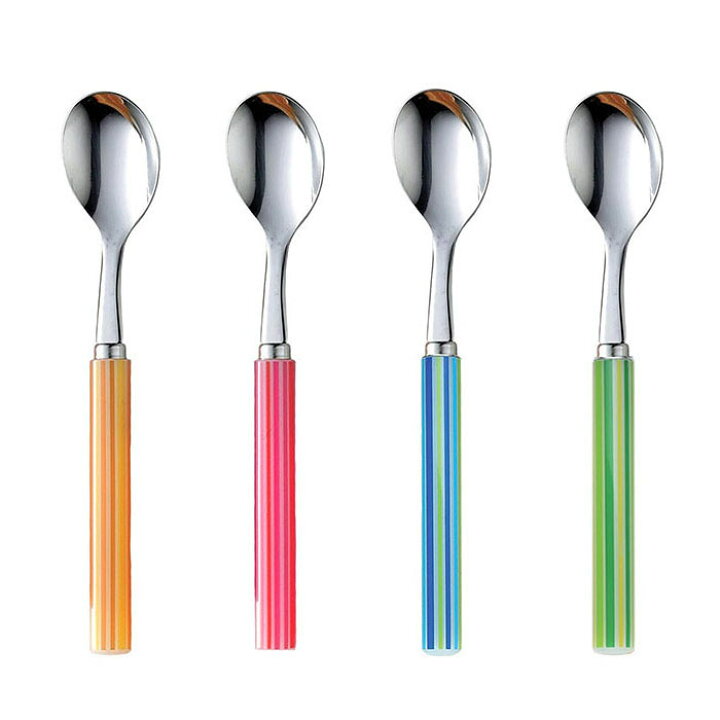 楽天市場 ストライプ柄 ティースプーン 4本セット 4色各1本 キッチンラボ 楽天市場店