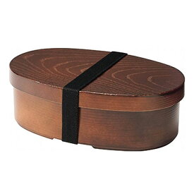 曲げわっぱ風弁当箱 小判型 茶 500ml