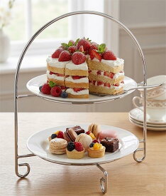 【1等最大100%ポイントバック】 ナガオ ケーキスタンド2段 1,364円～ サイズ3種類（大中小）カラー 2色（ブラック・シルバー）アフタヌーンティー パティースタンド