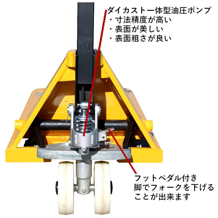 楽天市場】【低床75mm】ハンドリフト 耐荷重3t 外幅550mm フォーク長 