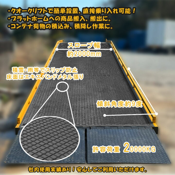 楽天市場】コンテナスロープ 一体化バンステージ 幅2100mm 長さ10200mm 