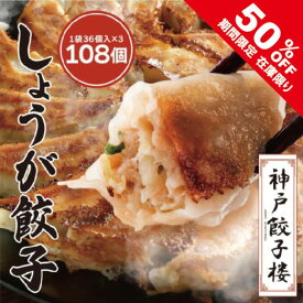 【半額！7/19 20:00～】しょうが餃子 108個 チャック袋入り (36個×3袋) 神戸餃子楼 生姜餃子 餃子 送料無料 神戸 冷凍餃子 鍋 生餃子 グルメ 贈答 賞品 贈り物 ギフト お土産 惣菜 ぎょうざ gyoza 餃子 冷凍 イデア食品館