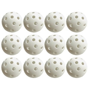 ideamall 野球 バッティング トレーニングボール 穴あきボール トスバッティング練習 軽量PE素材 プワボール 72mm 12個セット (ホワイト)