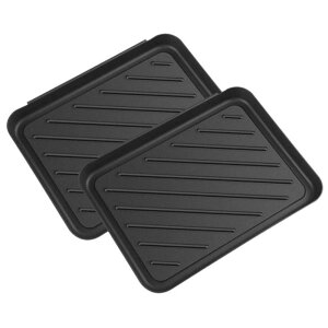 ideamall シューズトレイ トレー 靴置き シューズトレー シューズマット 靴入れ 縁付き ブラック 2枚セット