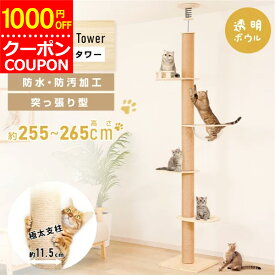 ★10枚限定1000円OFFクーポン！★キャットタワー 木製 据え置き 猫タワー 突っ張り 多頭飼い 爪とぎ 透明宇宙船 おしゃれ 大型猫 猫用品 安定性抜群 段階 猫ハウス タワー スリム 猫 ネコ 猫用 運動不足 ストレス解消 送料無料 cat-t265