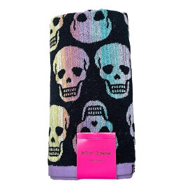 バスタオル ベッツイジョンソン 人気 デザイン Betsey Johnson 骸骨 大型 大判タオル Sculpted Skulls Bath Towels 137cm x 71cm インド綿 ブラック