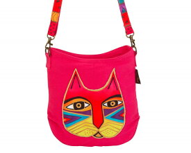 キャットデザイン かわいい猫 ローレルバーチ LAUREL BURCH キャンバス クロスボディ 斜め掛け トートバッグ Fuchsia Felin Face Crossbody Bag