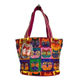 キャンバス トートバッグ ローレルバーチ デザインキャット LAUREL BURCH ミディアムトート ネコのデザイン お買い物バッグ ネコ好き LB4173