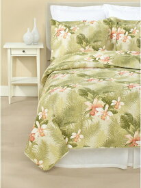 トミーバハマ 【クイーン】 Tropical Orchid ベッドキルト 3点セット 寝具 ベッドカバー マルチカバー キルト ピローケースx1 ベッドキルト Tommy Bahama 枕カバー1枚 ベッドキルト 寝室 布団カバー