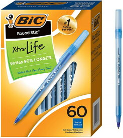 ボールペン ビック BIC USA 【60本】 エクストラライフ ラウンドスティック ミディアムポイント1mm ブルー