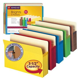 ファイルフォルダー Smead ファイル ポケット Straight-Cut Tab 3-1/2" Expansion Letter Size Assorted Colors 5セット