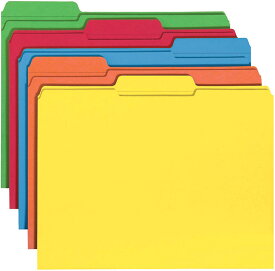 Smead カラー ファイル フォルダーマニラファイル アソート プライムカラー 書類整理 1/3 カット タブ レター サイズ 100/Box