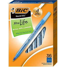 ボールペン ビック BIC USA 【36本】 エクストラライフ ラウンドスティック ミディアムポイント1mm ブルー