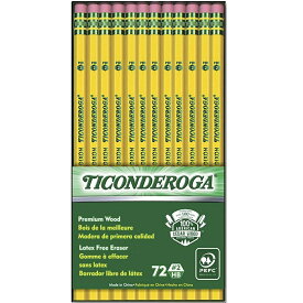 鉛筆セット TICONDEROGA 消しゴム付き鉛筆 輸入鉛筆 ペンシル 72本 #2 HB 輸入文具 消しゴム付き