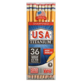鉛筆セット USA Titanium 消しゴム付き鉛筆 輸入鉛筆 ペンシル 36本 シャープ #2 HB 輸入文具 消しゴム付き