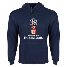 全商品お買い得クーポン発行中 サッカー ワールドカップ ロシア オフィシャル イベントエンブレム フーディー パーカー 2018 FIFA World Cup Russia Event Emblem Hoody Navy