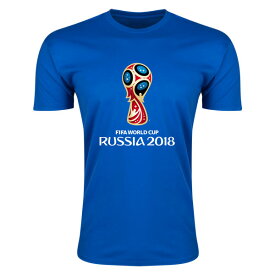 2018 FIFA ワールドカップ ロシア メンズ オフィシャル トロフィー エンブレム スーパーソフト Tシャツ (Royal) 【サイズS】