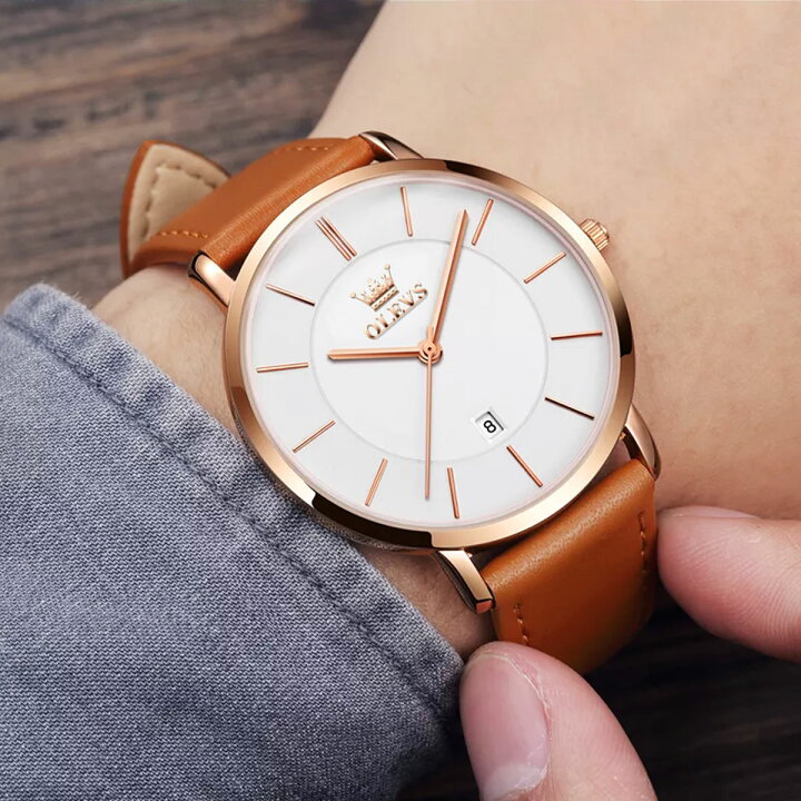 楽天市場 メンズ 腕時計 北欧デザイン 超薄型 ブランド Olevs オレブス かっこいい おしゃれ デザインウォッチ ブラック ホワイト ネイビー ギフト プレゼント メンズ腕時計 レビュー特典 腕時計 雑貨 イデアル
