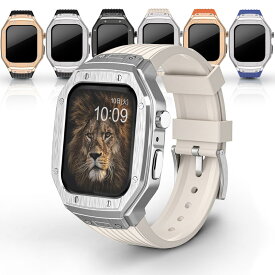 アップルウォッチ バンド 一体型 ケース apple watch バンド メンズ ラバー スポーツバンド カバー フルカバー applewatch series 11 10 9 8 7 6 5 4 SE 第2世代 アップルウォッチバンド 44mm 45mm おしゃれ 防水 ブランド【レビュー特典】