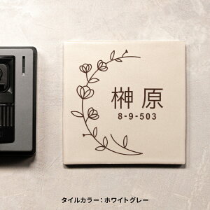 表札 タイル 表札 プレート 表札 戸建 オーダーメイド おしゃれ 北欧 戸建て タイル表札【文字色選べるタイル表札 Botanica】<正方形> マンション ポスト 貼る【NEPLE ネプレ】
